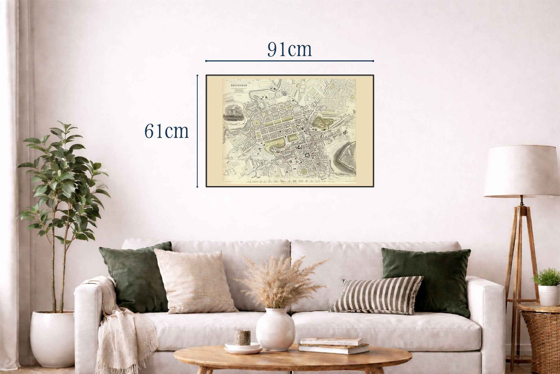 Antique Style 1834 Edinburgh Map - Fine Art Print Showing Detailed City Plan - Strategy Maps