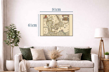 1690 Denmark Antique Map Print - Historic Kingdom Boundaries Illustration - Strategy Maps
