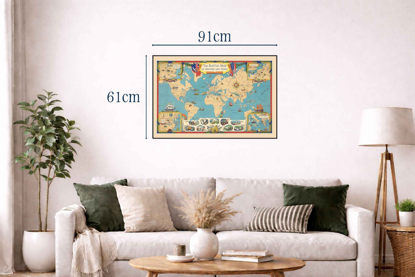 World History Map Print - Major Battles & Global Conflict Locations Illustrated - Strategy Maps