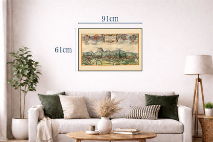Plakat z Mapą Miasta Lwowa (1618) - Zabytkowa Rycina Leopolis do Dekoracji Ściennej