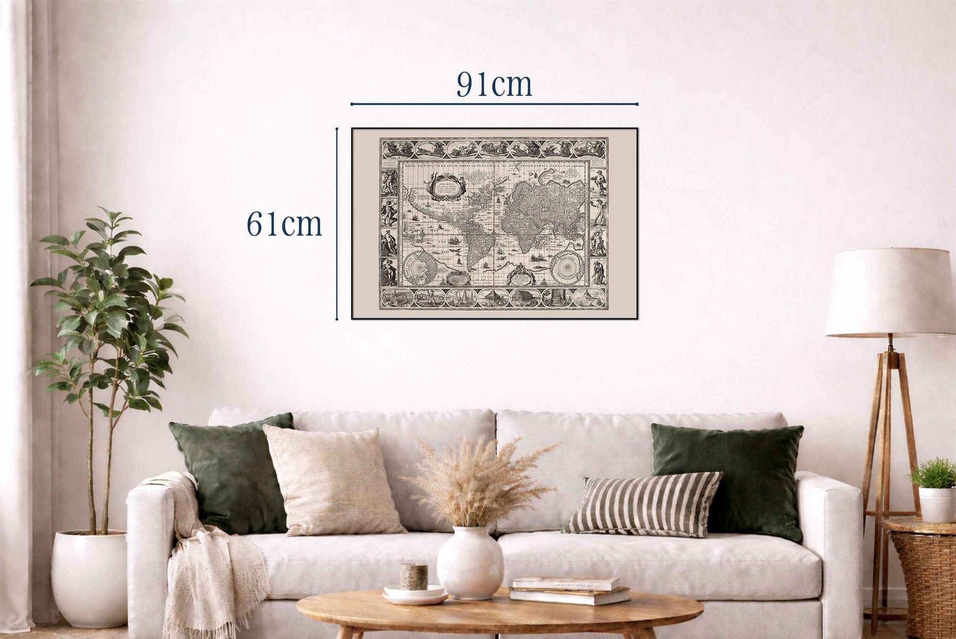 Vintage World Map (1630) - Fine Art Print Showing Mythology and Seven Wonders - Strategy Maps