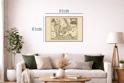 1690 Dania Vintage Mapa - Ilustracja Historycznych Granic Królestwa