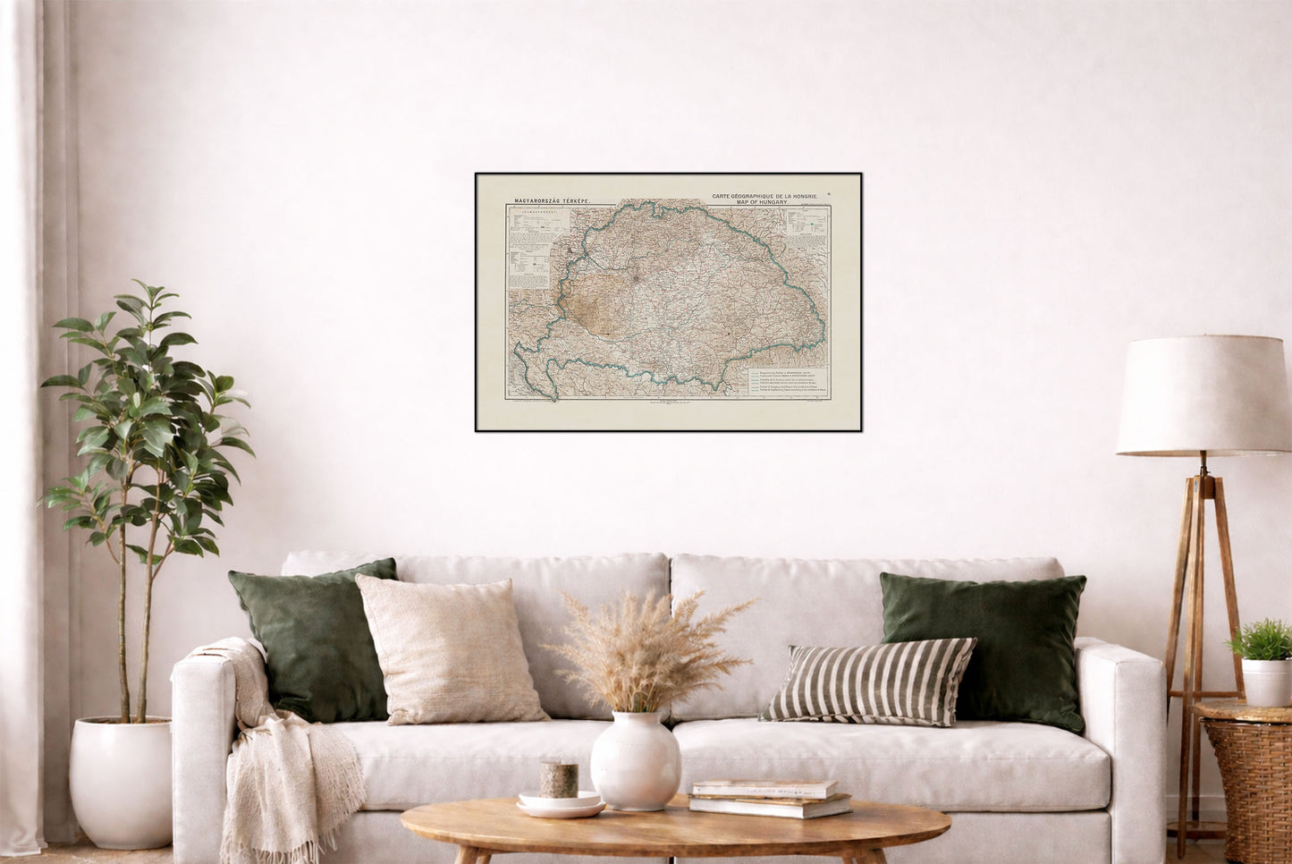 Vintage Mapa Węgier - Plakat Historyczny, Granice po Traktacie w Trianon, Europa Środkowa