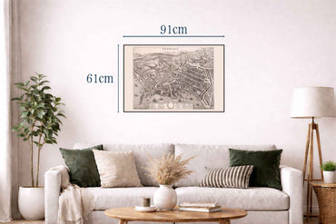 1688 Naples Map Poster - Neapolis Coastal City Plan with Harbour, Streets and Hills Detail - Strategy Maps