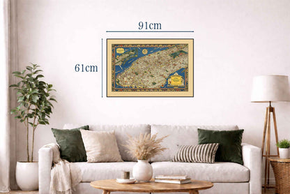 Manhattan Pictorial Map Poster (1926) – Vintage New York City Wall Art