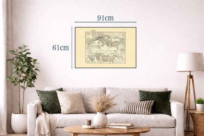 Ancient Mediterranean Map Poster - Punic Wars & Mithridates Historical Wall Art