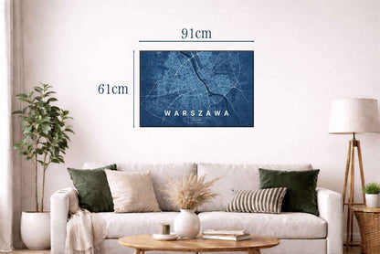 Warsaw Blueprint Map - Modern City Street Wall Art - Strategy Maps