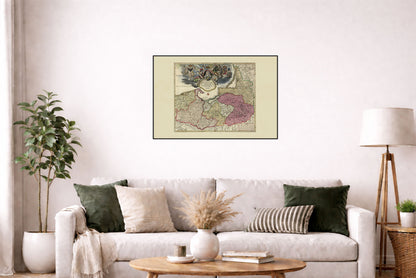 Plakat z Mapą Królestwa Prus (1701) - Historyczna Mapa Johanna Baptista Homanna