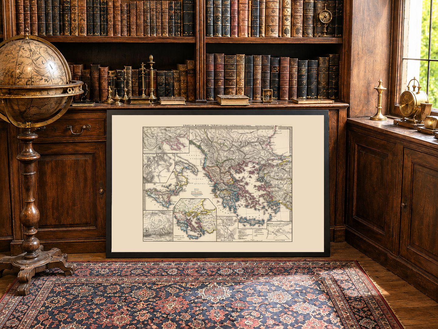 Plakat z Mapą Starożytnej Grecji - Zabytkowa Historyczna Mapa Macedonii i Tracji
