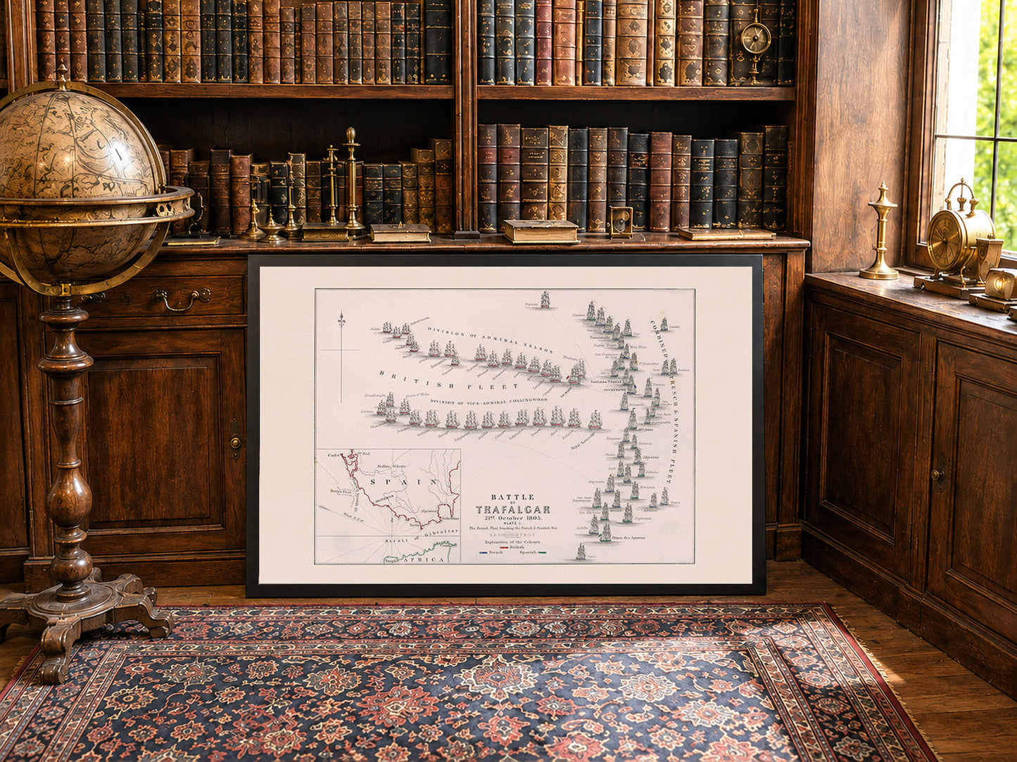 1805 Bitwa pod Trafalgarem - Historyczna Mapa Morska z Rozstawieniem Flot