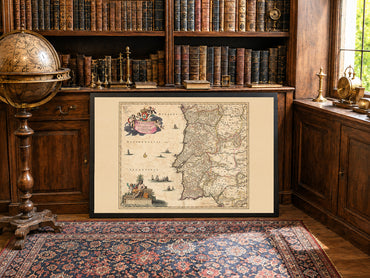 Portugal Map Poster (1690) - Vintage Algarve Kingdoms Wall Art